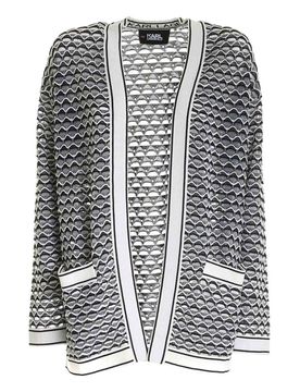 Cardigan bianco, grigio e