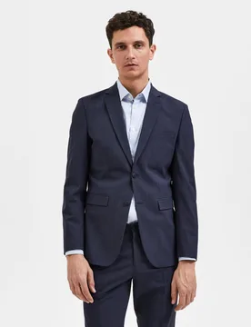 Blazer blu in tela di misto lana stretch con chiusura monopetto - Homme - FashionsVida