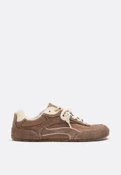 S009 Barfuß-Sneaker mit Lederdetails BRAUN 39