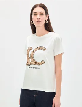 Camiseta de mujer con logo animal print de lentejuelas - Lola Casademunt - FashionsVida