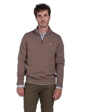 Maglione Con Mezza Zip Qi1jcrema Camel M