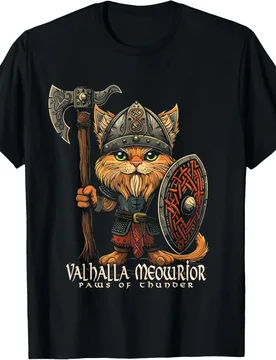 Cute Nordic Cat Warrior T-Shirt 100% Cotton O-Neck Short Sleeve Summer Casual Mens T-shirt Streetwear - Aliexpress - FashionsVida