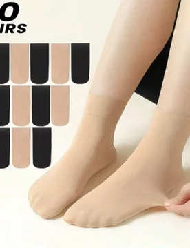 Pares de calcetines de verano ultradelgados para mujer, anti-enganches, resistentes al desgaste, antideslizantes, sin costuras, calcetines transparent - Shein - FashionsVida