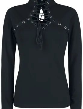 Gothic Langarmshirt - Amoret Top - XS bis M - für Damen - Größe XS - schwarz - Frauen - female - Poizen Industries - FashionsVida