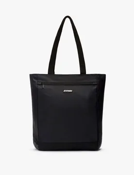 Shopping bag nera in essuto ripstop impermeabile con tasca esterna - K-way - FashionsVida