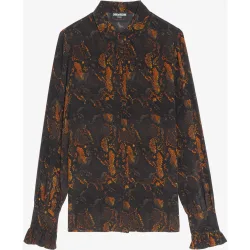 Zadig & Voltaire - Camisa Thely 100% seda de mujer de mangas largas de seda