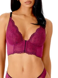 Womens Superboost Lace Deep V Bralet - Purple Polyamide - Size 32dd