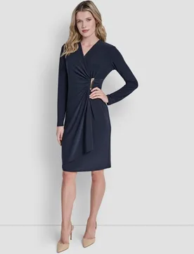 Vestido corto de manga larga - DKNY - FashionsVida