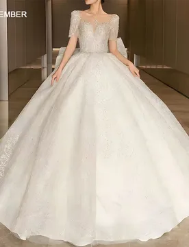 Jancember Flash Sale Princess Wedding Dress 2024 Organza Square Collar Ball Gown Bow Beading Sequins LSHT007 Vestidos De Novia - Aliexpress - FashionsVida