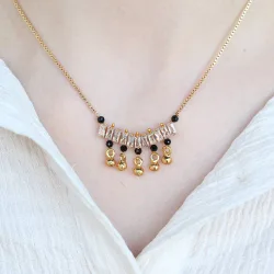 Indian Nazarian Gold Mangalsutra Stone Necklace - Gold - Size: One Size