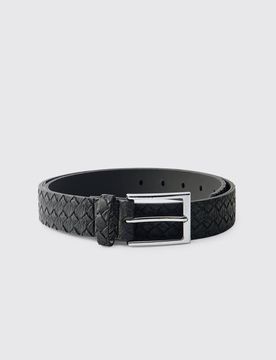 Herren PU Flechtgürtel Black Größe XL