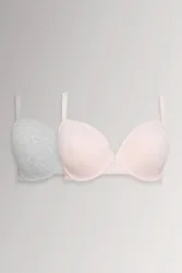 Women's 2 Pack Lace Trim Padded Bras in Grey Size: 46D - Grey - Size: 46D