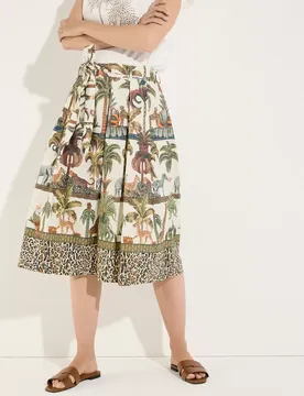 Poplin Print Skirt female