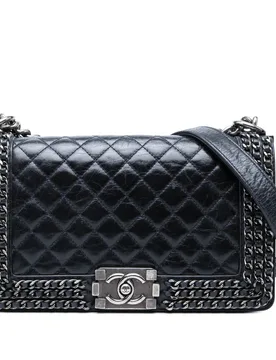 Old Medium Quilted Glazed Calfskin Chain Around Boy Flap - Chanel - FashionsVida