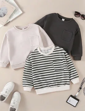 Set de 3 sudaderas de cuello redondo de estilo escolar casual para niños, ropa de vuelta al colegio 2025 y ropa deportiva elegante para otoño/invier - Shein - FashionsVida