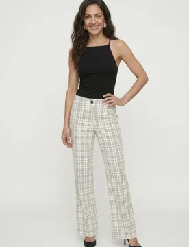 Chess Check Print Trouser in White and Black - 8 - Lily and Lionel London Limited - FashionsVida