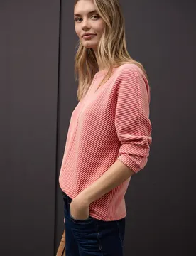 Two-Tone Strukturshirt female Pink