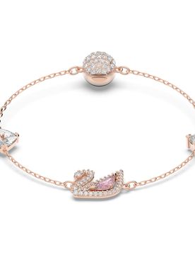 Braccialetto Swan, Cigno, Rosa, Finitura oro rosa 18K S