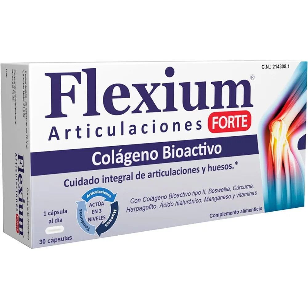 Complemento alimenticio articulaciones forte 30 cápsulas - Flexium - FashionsVida