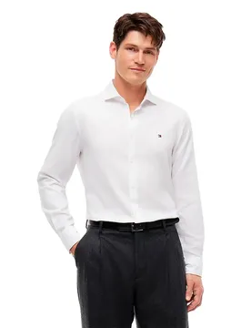 Chemise à Manches Longues Oxford Solid White with aop 40
