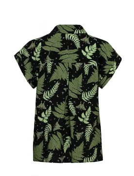 Rockabilly Kurzarmhemd - Gaia Shirt - XS bis 4XL - für Damen - Größe S - grün/schwarz - Frauen - female - Hell Bunny - FashionsVida
