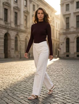 Dolcevita a costine - maroon