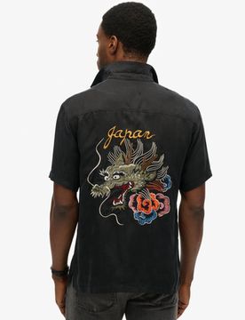 Superdry Herren Merchant Suika Hemd Dunkelgrau - Größe: XL