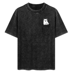 Pocket Cat Bird T-Shirt Soft Durable Cotton T-Shirt
