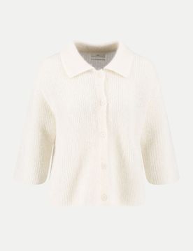 Cardigan mit Polokragen Weiß M