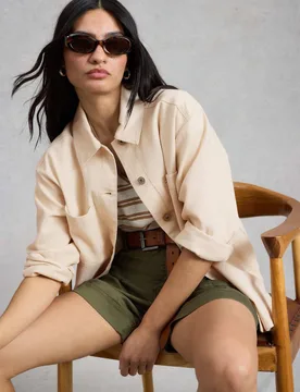 Pure Cotton Collared Shacket Natural female - White stuff - FashionsVida