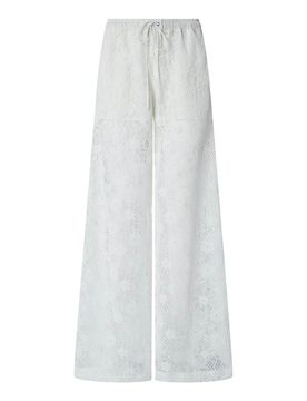 Pantaloni bianchi in pizzo floreale