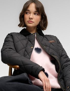 Superdry Damen Steppjacke mit Korddetails Black - Größe: 38