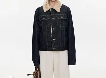 Premium Denim Plush Cotton Jacket Women's 2025 Winter New Plush Thickened Loose and Thin Jacket Top