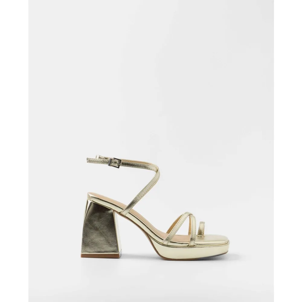 Sandalias de tiras de mujer de tacón con cierre de hebilla - Mim - FashionsVida