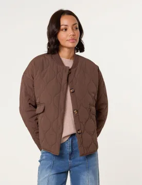 Quilted Jacket - 10/12 / CHOCOLATE - female - Blue Vanilla - FashionsVida