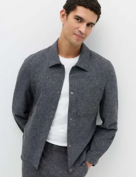 Textured Overshirt Navy Mix male - M&S - FashionsVida
