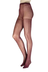 Women's 1 Pair Tuelle Chevron Tights Damson Small / Medium - Red - Size: Small