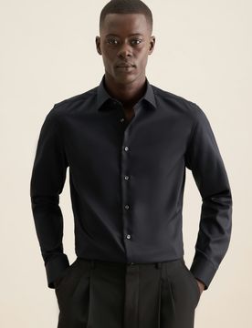 Slim Business Hemd Uni Schwarz 40