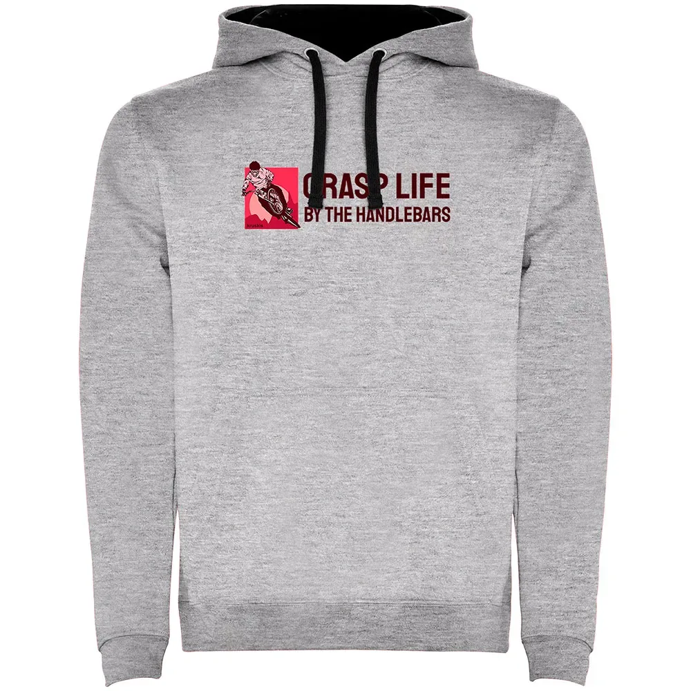 Felpa Con Cappuccio Grasp Life Two-colour Heather Grey / Black - Kruskis - FashionsVida