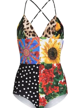 Sicily Floral Patchwork Swimsuit - Dolce & Gabbana - FashionsVida