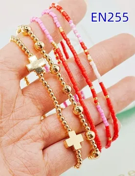 YEEVAA 5Pcs Boho Cross Charm Beaded Stretch Bracelet Set, Colorful Seed Bead & Gold Ball Stackable Bracelets for Women - Aliexpress - FashionsVida