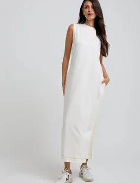 Kerri Sleeveless Jersey Maxi Dress In Cream - S - Lily and Lionel London Limited - FashionsVida