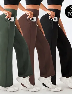Pantalones deportivos de cintura alta con diseño de bolsillos de unicolor para mujer - Shein - FashionsVida