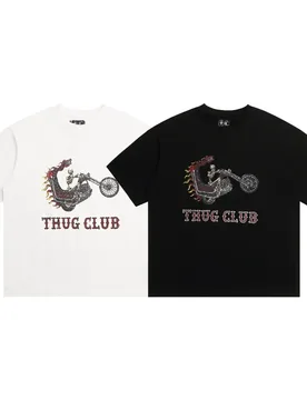 Thug Club Vintage Dragon Skull Knight Embroidered Casual Loose-Fitting Short-Sleeved T-Shirt for Men and Women Trendy - Aliexpress - FashionsVida