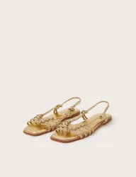Metallic Ankle Strap Sandals Gold female