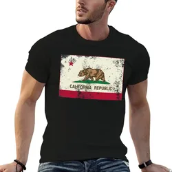 Vintage California State Flag T-Shirt Basic Breathable Solid Color T-Shirt