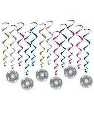 Disco Hängedeko Spiralen Discokugel bunt 102cm