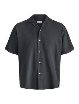Chemise à Manches Courtes Breeze Linen Plus Size Black 3XL