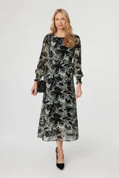 Women's Abstract Long Sleeve Layered Maxi Dress Size: 18 - Multicolor - Size: 18