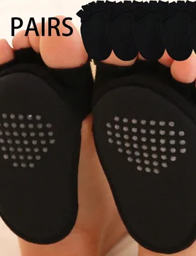 Pares de almohadillas invisibles de cinco dedos para pies de mujer, talla grande, negras, de esponja con cojín, finas, antideslizantes y antifricció - Shein - FashionsVida